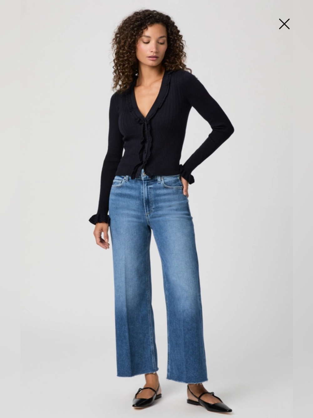 13• Paige Anessa High Rise Ankle Wide leg  Raw Hem Jeans •Westminster